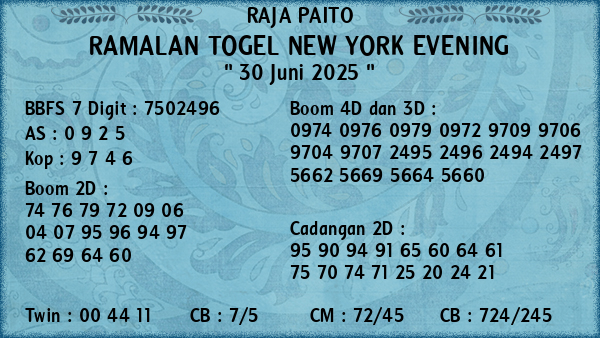 Prediksi New York Evening