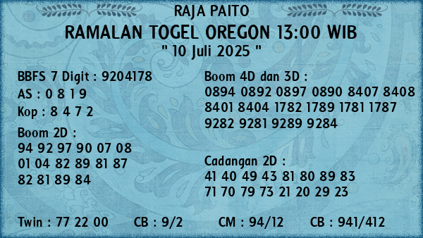Prediksi Oregon 13:00 WIB