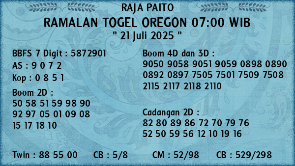 Prediksi Oregon 07:00 WIB